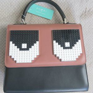 NWT 870 Euros Les Petits Joueurs Lego Eyes Satchel handbag Black Taupe